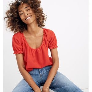 Madewell Texture & Thread Red Peasant Top US M
